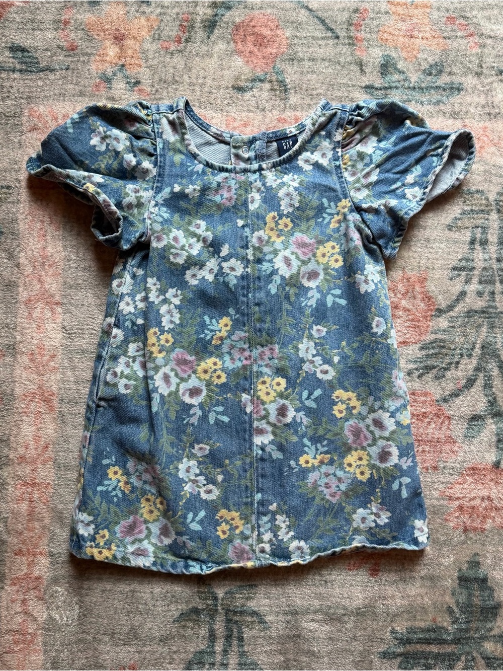 GAP Blue Floral Puff-Sleeve Dress